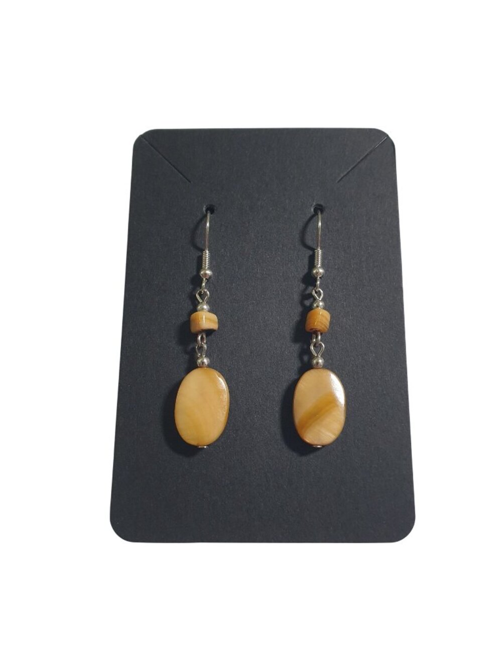 Mother Of Pearl Beaded Dangle Earring Oval Drop Hook Closure Lightweight Jewelry